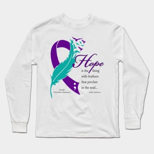 Suicide Hope Feather Ribbon, black type Long Sleeve T-Shirt